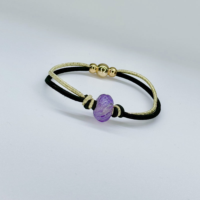 Black Tie Ready - Handcrafted Amethyst Rondelle & Gold Fill Bracelet