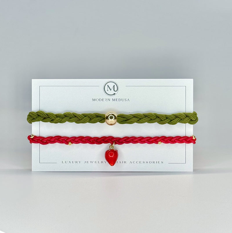 Strawberry Fields - Gold Fill Strawberry Charm Bracelet Stack