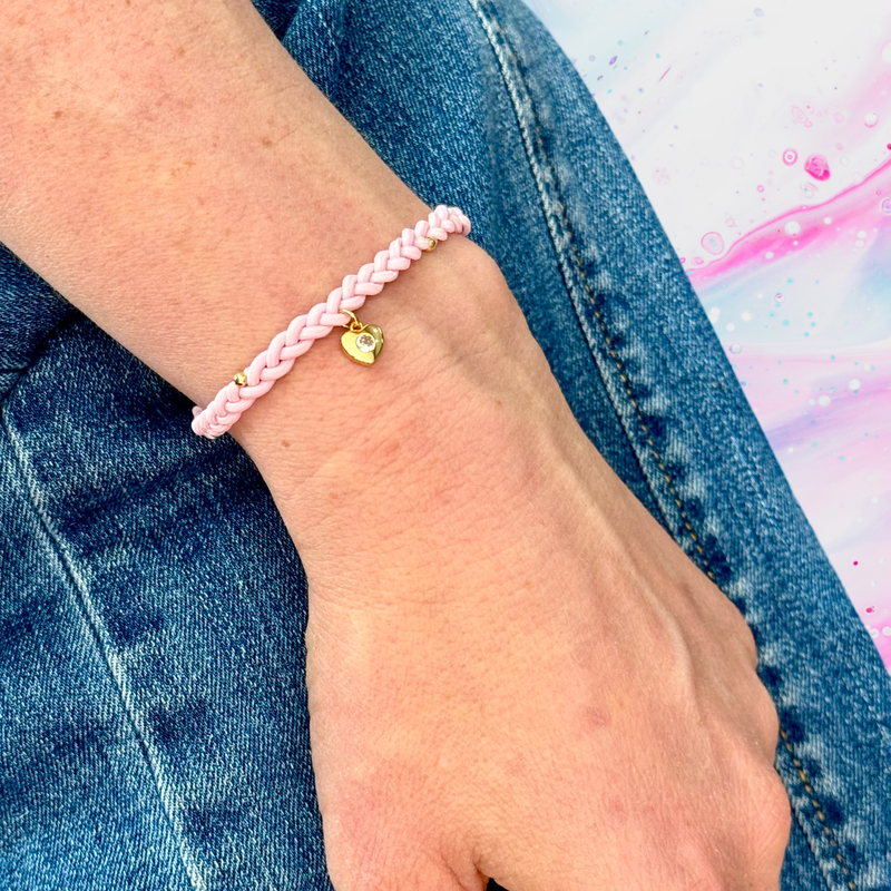 Heart Charm Bracelet - 14k Gold Filled Heart & Cubic Zirconia