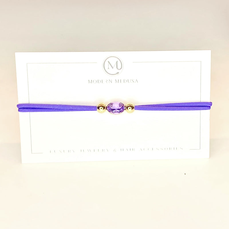 Lavender Belle - Amethyst Bezel Set Band with Solid Gold Beads