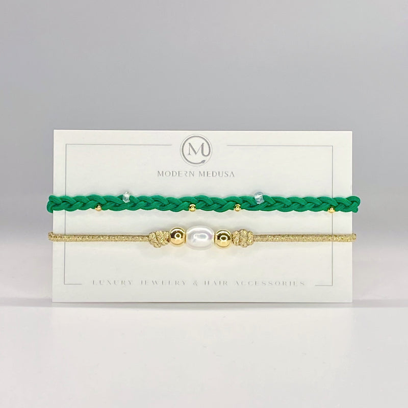 Emerald Isle Stack - Freshwater Pearl, Aventurine & Gold Fill Set