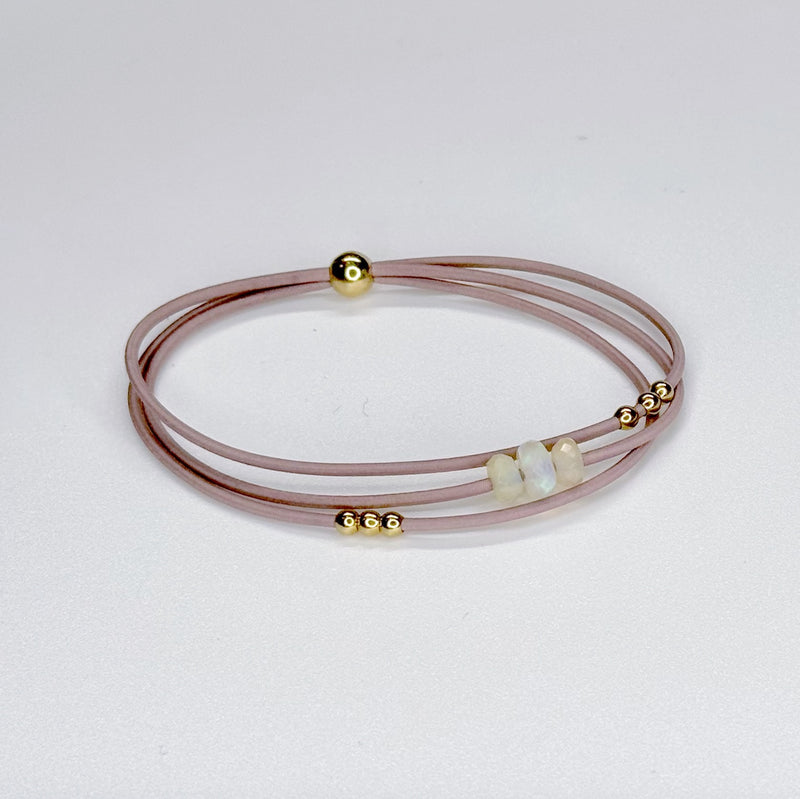 Lavender Haze - Ethiopian Welo Opal & 9k Solid Gold Bracelet