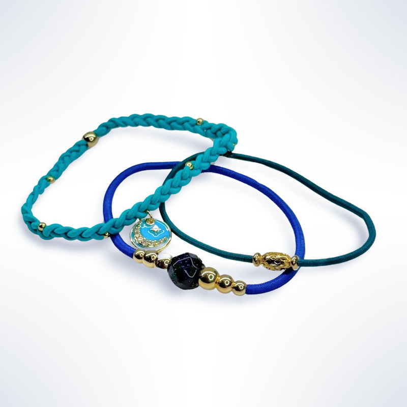 Starry Nights - Blue Sandstone, Moon & Star Gold Fill Stack