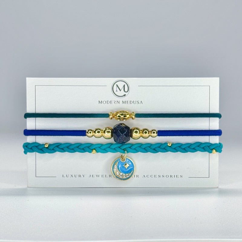 Starry Nights - Blue Sandstone, Moon & Star Gold Fill Stack