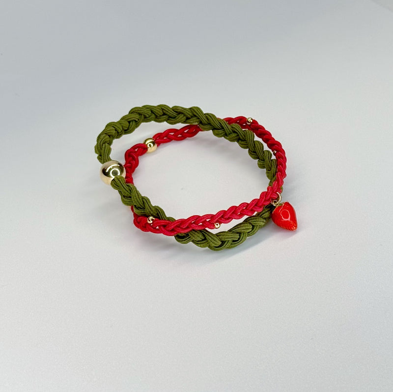 Strawberry Fields - Gold Fill Strawberry Charm Bracelet Stack