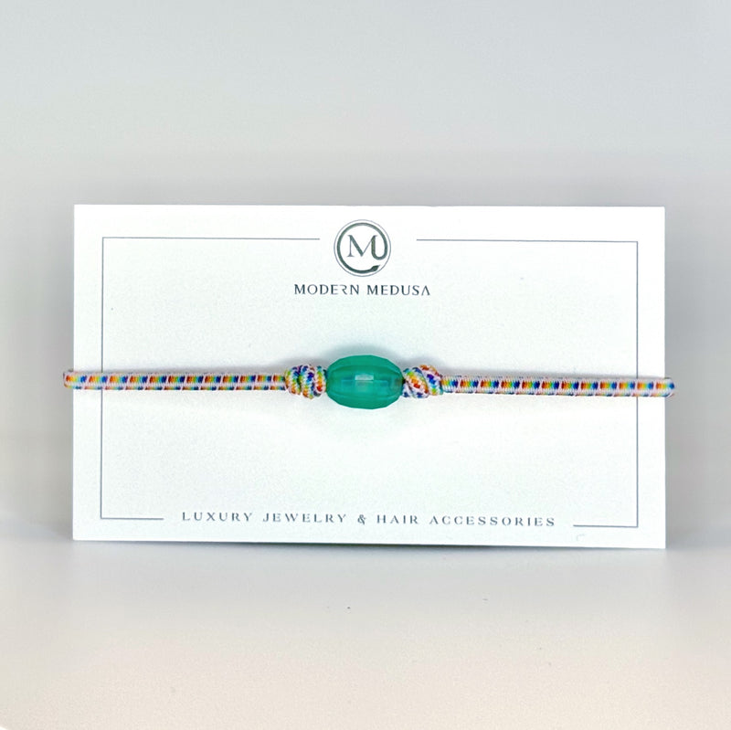PRIDE - Rainbow Tribute Bracelet with Green Onyx Bead