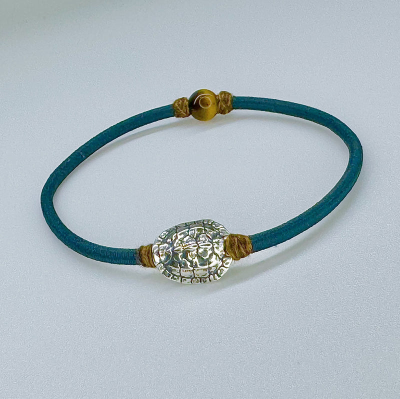 Tortoise Band - Sterling Silver Tortoise & Tiger's Eye Bracelet