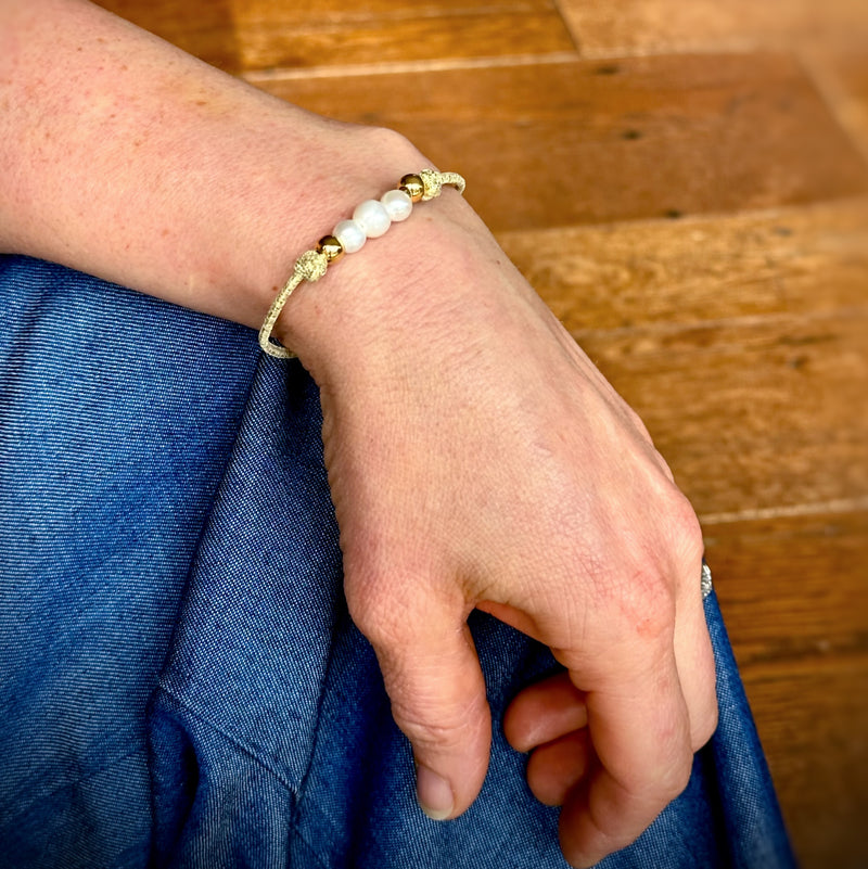 Pearls of Wisdom - Freshwater Pearl & Gold Fill Beaded Bracelet