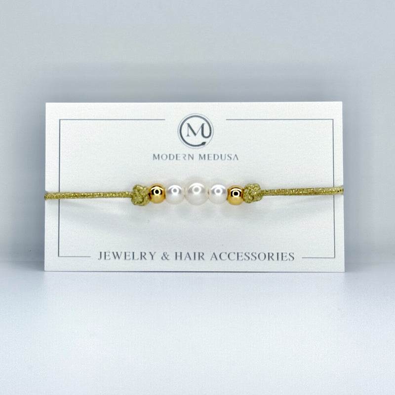 Pearls of Wisdom - Freshwater Pearl & Gold Fill Beaded Bracelet