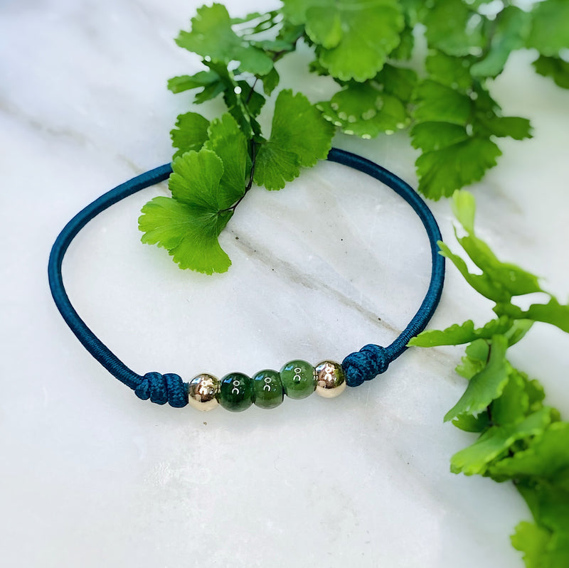 Adia - Canadian Nephrite Jade & 9k Gold Hand-Knotted Bracelet