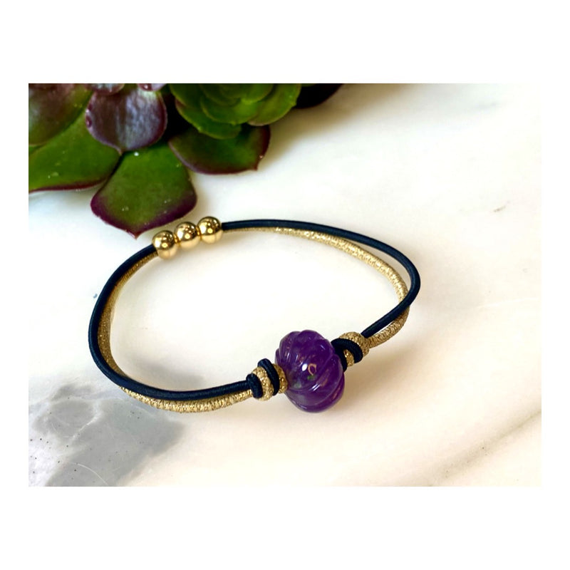 Black Tie Ready - Handcrafted Amethyst Rondelle & Gold Fill Bracelet